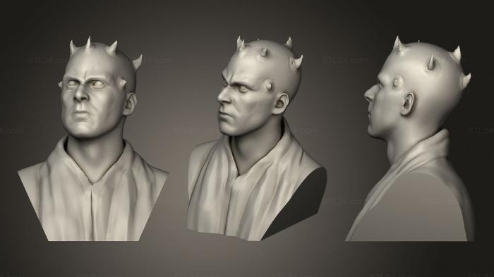 Busts of heroes and monsters (Darth Maul Bust, BUSTH_1127) 3D models for cnc