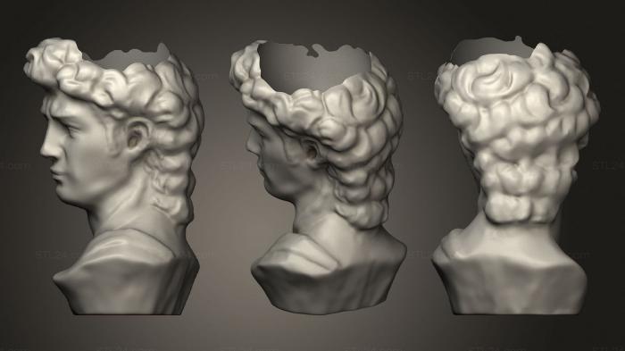 Busts of heroes and monsters (David planter bust, BUSTH_1133) 3D models for cnc