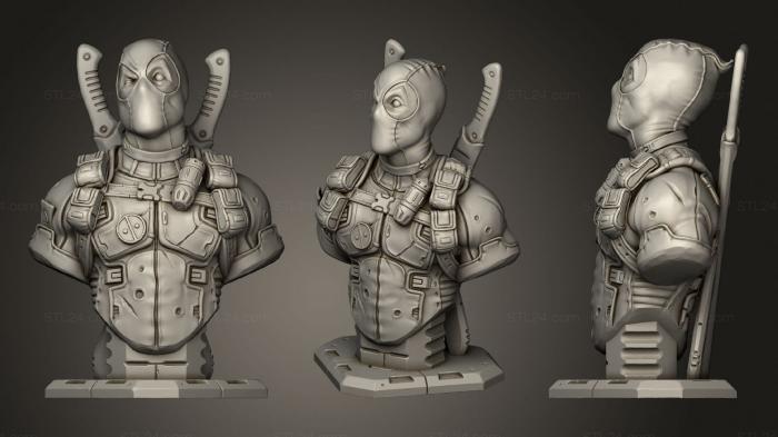 Busts of heroes and monsters (Deadpool v2, BUSTH_1140) 3D models for cnc