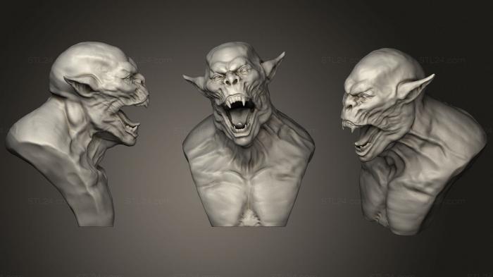 Busts of heroes and monsters (Demon bust 2, BUSTH_1148) 3D models for cnc