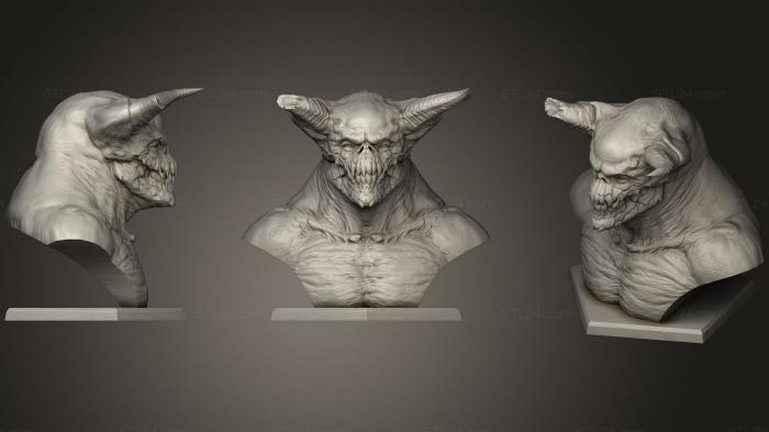 Бюсты монстры и герои (Бюст Демона 6, BUSTH_1149) 3D модель для ЧПУ станка