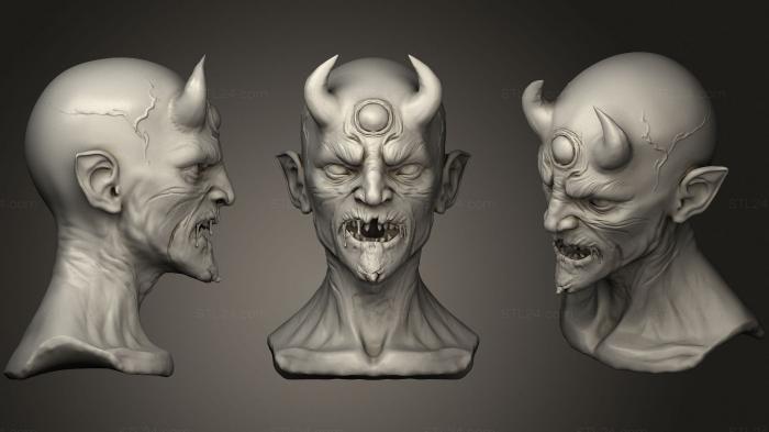 Busts of heroes and monsters (Demon Head 3, BUSTH_1158) 3D models for cnc