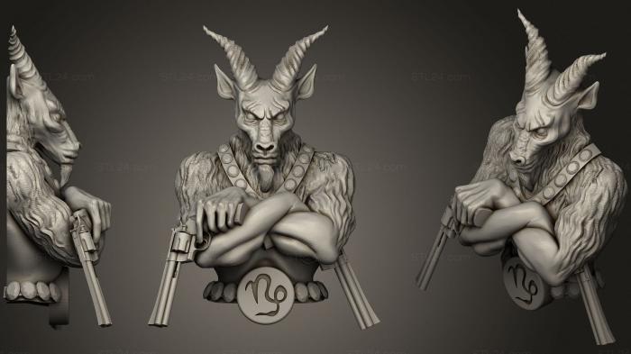 Busts of heroes and monsters (Demon with Gun 345, BUSTH_1166) 3D models for cnc
