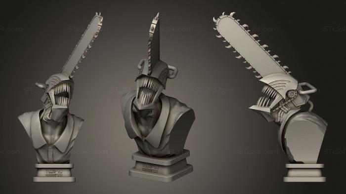 Busts of heroes and monsters (Denji Bust Chainsaw Man, BUSTH_1167) 3D models for cnc