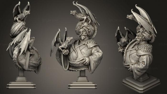 Бюсты монстры и герои (Бюст Торговца Драконами, BUSTH_1206) 3D модель для ЧПУ станка