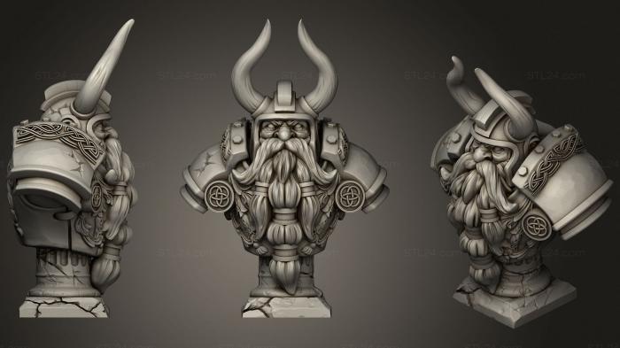 Busts of heroes and monsters (Dwarf Kings bust, BUSTH_1215) 3D models for cnc