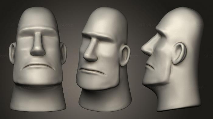 Busts of heroes and monsters (Easter Island dude, BUSTH_1217) 3D models for cnc