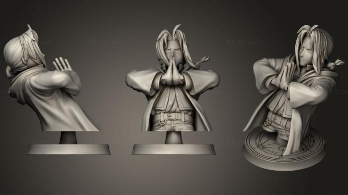 Busts of heroes and monsters (Edward Elric Bust Fullmetal Alchemist Brotherhood, BUSTH_1223) 3D models for cnc