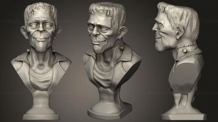 Busts of heroes and monsters (Frankenstein bust, BUSTH_1271) 3D models for cnc