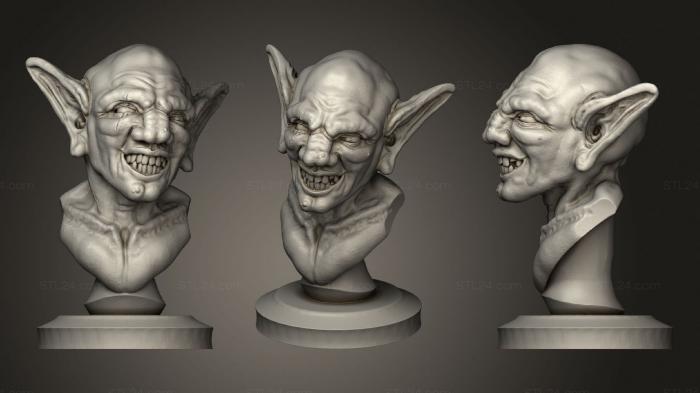 Busts of heroes and monsters (Goblin Busto, BUSTH_1298) 3D models for cnc