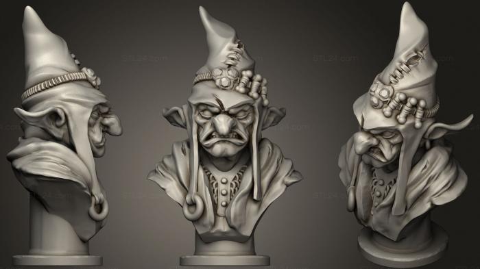 Busts of heroes and monsters (Goblin Wizard Bust, BUSTH_1301) 3D models for cnc