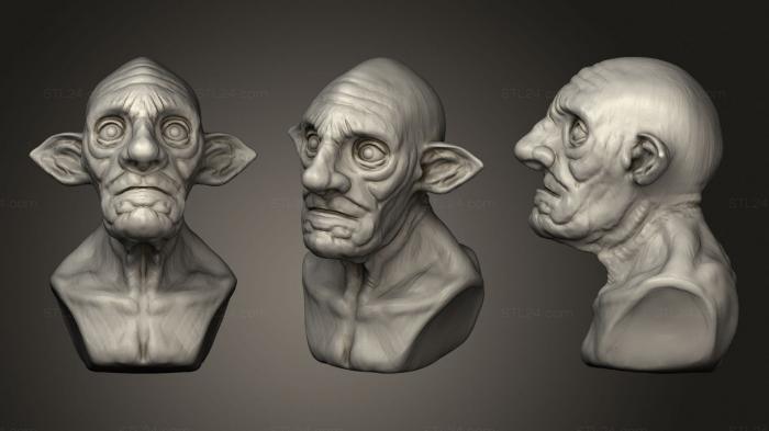 Бюсты монстры и герои (Голова Гоблина, BUSTH_1302) 3D модель для ЧПУ станка