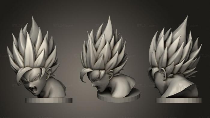 Busts of heroes and monsters (Goku Bust 345, BUSTH_1306) 3D models for cnc