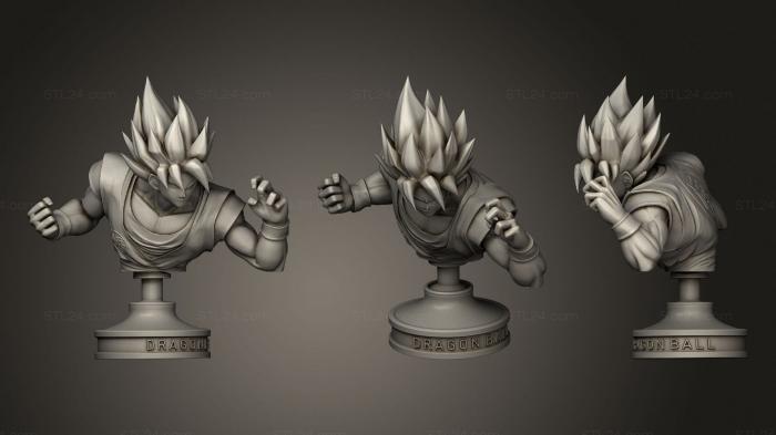 Busts of heroes and monsters (Goku on podium bust, BUSTH_1308) 3D models for cnc