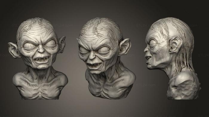 Busts of heroes and monsters (Golum bust, BUSTH_1313) 3D models for cnc