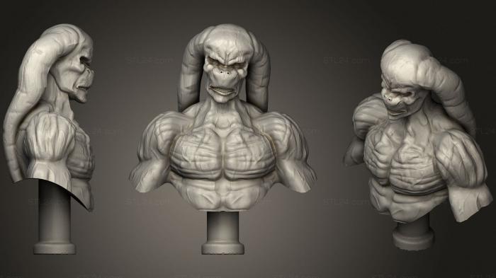 Бюсты монстры и герои (Горр Бог Мясник 3D Бюст Тора, BUSTH_1319) 3D модель для ЧПУ станка