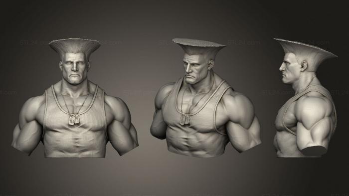 Busts of heroes and monsters (Guile from Streetfighter bust, BUSTH_1325) 3D models for cnc