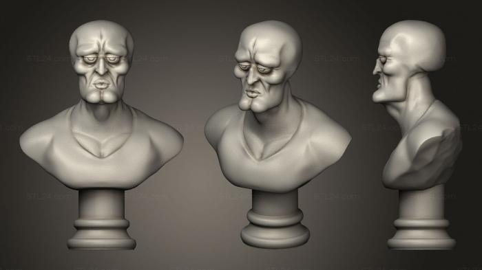Бюсты монстры и герои (Красивый Сквидвард, BUSTH_1334) 3D модель для ЧПУ станка