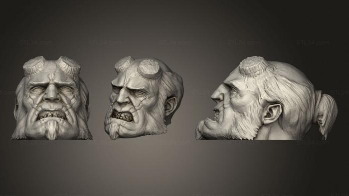 Busts of heroes and monsters (Hellboy Head, BUSTH_1351) 3D models for cnc