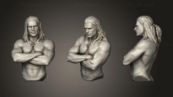 Busts of heroes and monsters (Henry Cavill The Witcher Bust, BUSTH_1352) 3D models for cnc