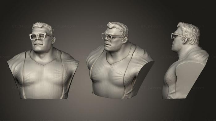 Busts of heroes and monsters (Hulk bust 01, BUSTH_1361) 3D models for cnc