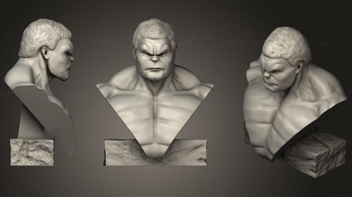 Busts of heroes and monsters (Hulk bust 2, BUSTH_1362) 3D models for cnc