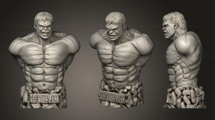 Busts of heroes and monsters (Hulk Bust, BUSTH_1363) 3D models for cnc