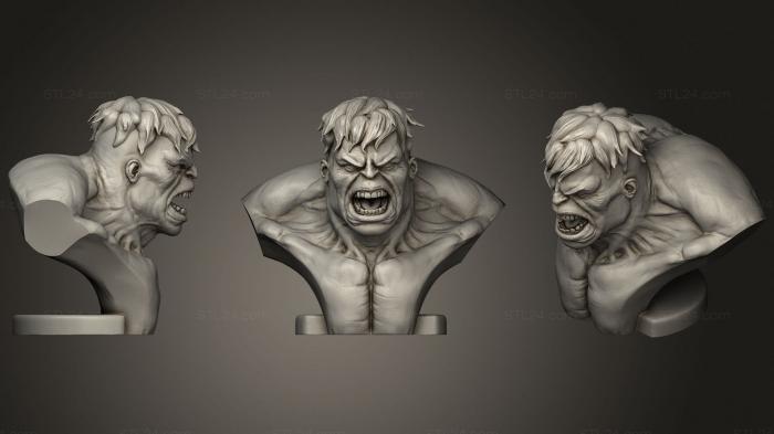 Busts of heroes and monsters (Hulk Busto, BUSTH_1364) 3D models for cnc