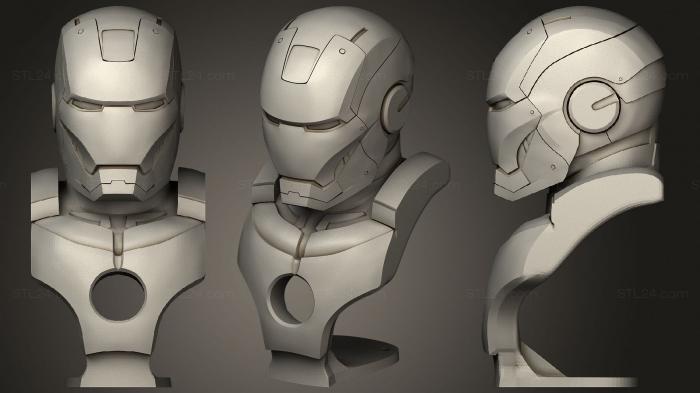 Busts of heroes and monsters (Ironman bust T1 002, BUSTH_1379) 3D models for cnc
