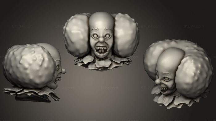 Busts of heroes and monsters (It pennywise bust, BUSTH_1382) 3D models for cnc