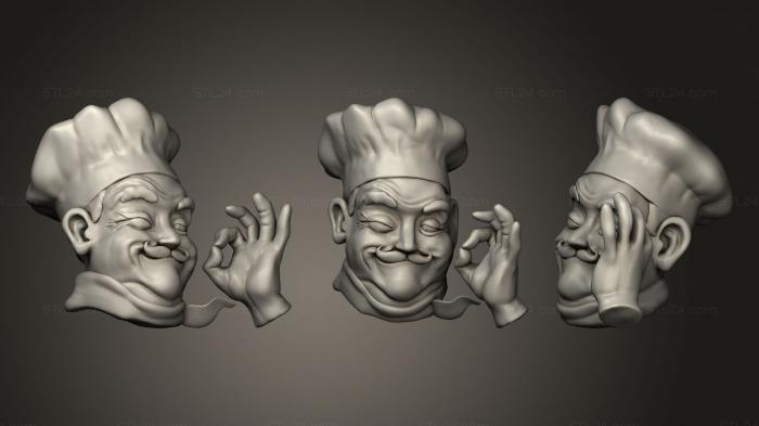 Busts of heroes and monsters (Italian Chef, BUSTH_1383) 3D models for cnc