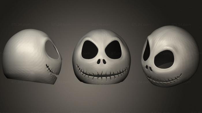 Бюсты монстры и герои (Голова Джека Скеллингтона на Хэллоуин, BUSTH_1384) 3D модель для ЧПУ станка