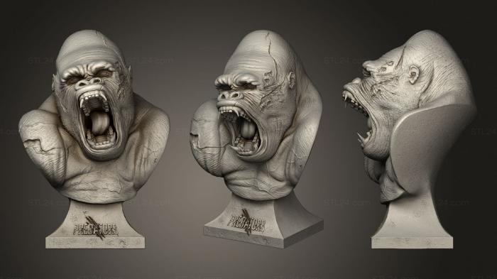 Busts of heroes and monsters (King Gorilla, BUSTH_1421) 3D models for cnc