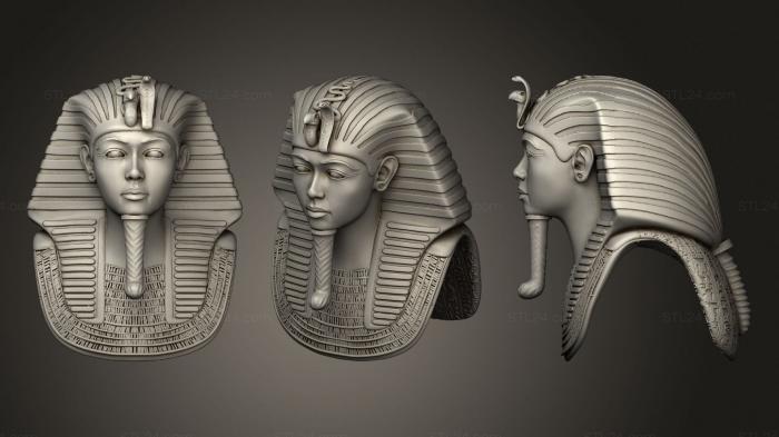 Бюсты монстры и герои (Бюст короля Тутанхамона, BUSTH_1426) 3D модель для ЧПУ станка