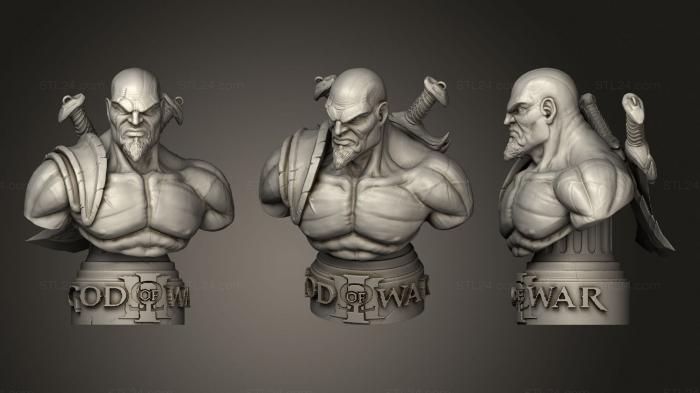 Busts of heroes and monsters (Kratos Busto, BUSTH_1434) 3D models for cnc