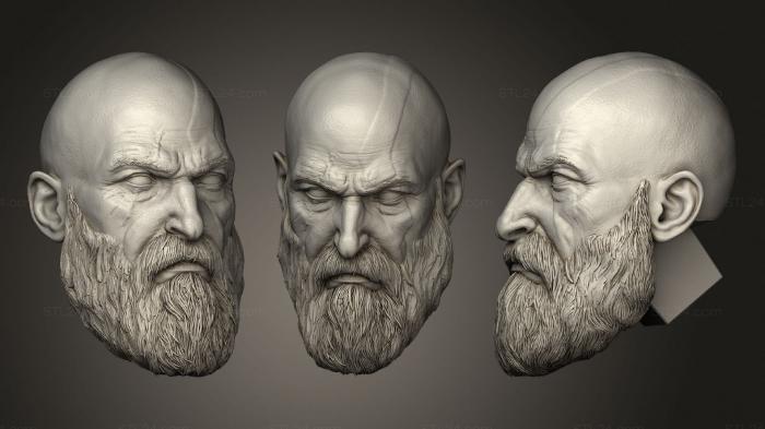 Бюсты монстры и герои (Голова Кратоса, BUSTH_1436) 3D модель для ЧПУ станка