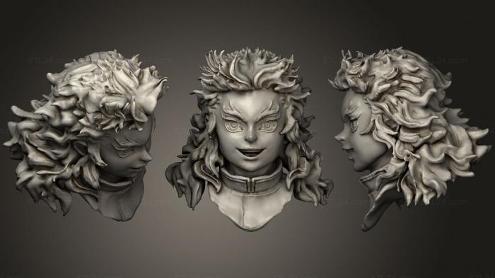 Busts of heroes and monsters (Kyojuro Rengoku Rough 2, BUSTH_1443) 3D models for cnc