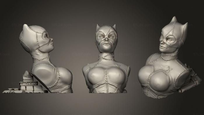 Busts of heroes and monsters (Lady Cat bust, BUSTH_1448) 3D models for cnc