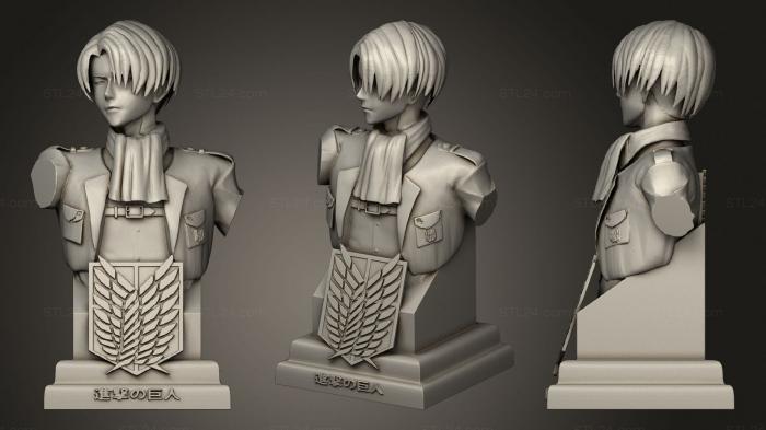 Busts of heroes and monsters (Levi busto, BUSTH_1457) 3D models for cnc
