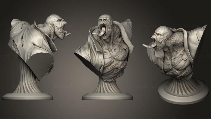 Busts of heroes and monsters (Lizard Bust, BUSTH_1463) 3D models for cnc