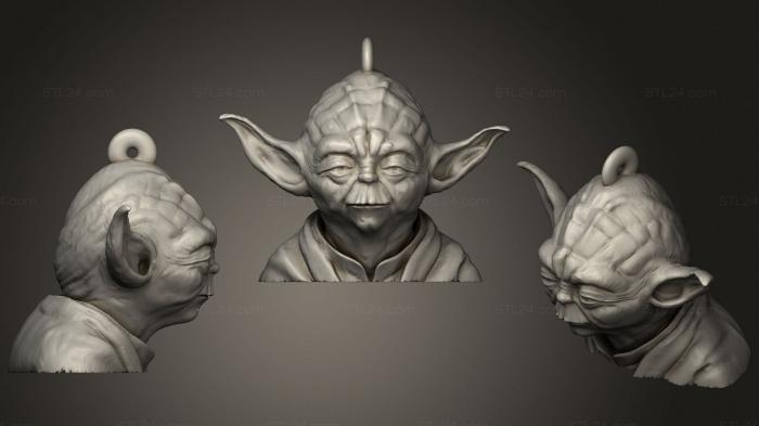 Busts of heroes and monsters (Llavero yoda, BUSTH_1464) 3D models for cnc