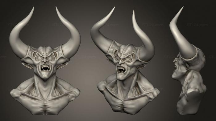 Busts of heroes and monsters (Lord Of Darkness Laughing, BUSTH_1470) 3D models for cnc