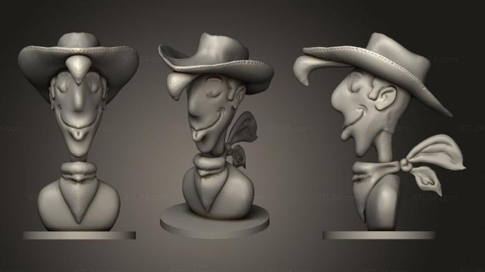 Busts of heroes and monsters (Lucky luke, BUSTH_1474) 3D models for cnc