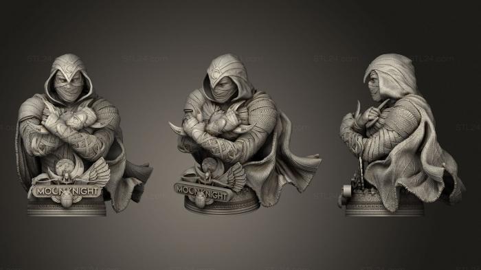 Бюсты монстры и герои (Бюст Лунного Рыцаря Марвел, BUSTH_1493) 3D модель для ЧПУ станка
