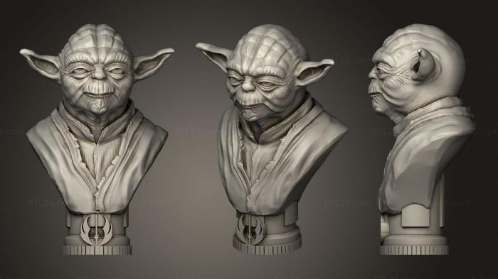 Busts of heroes and monsters (Master Yoda Bust, BUSTH_1497) 3D models for cnc