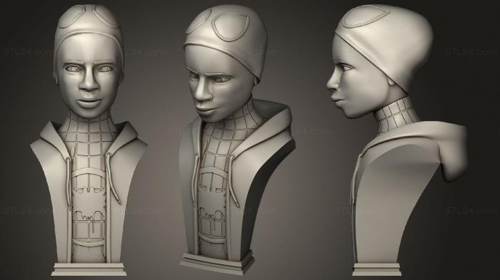 Бюсты монстры и герои (Майлз Моралес, BUSTH_1508) 3D модель для ЧПУ станка