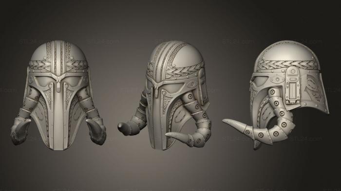 Busts of heroes and monsters (Myth Mando SLA with Visor, BUSTH_1542) 3D models for cnc