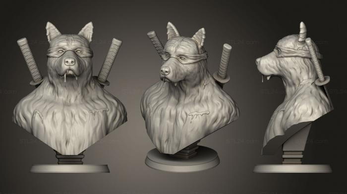 Busts of heroes and monsters (Ninja Dog, BUSTH_1555) 3D models for cnc