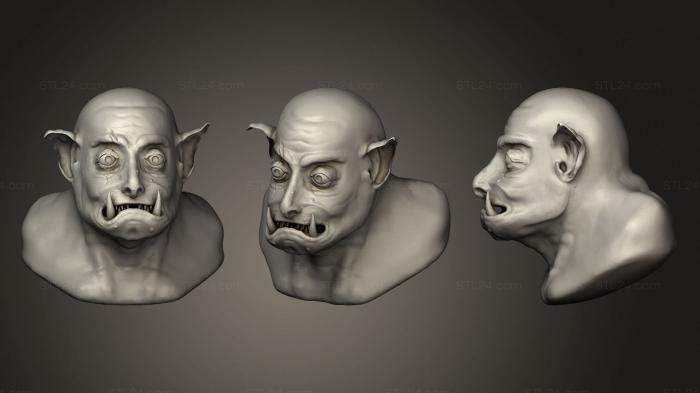 Бюсты монстры и герои (Скульптура Орка, BUSTH_1574) 3D модель для ЧПУ станка