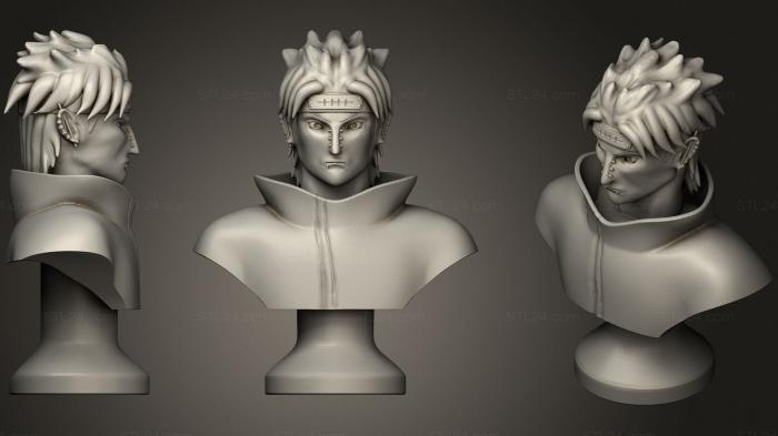 Бюсты монстры и герои (Бюст Боли  Злодей Наруто Шиппуден, BUSTH_1578) 3D модель для ЧПУ станка
